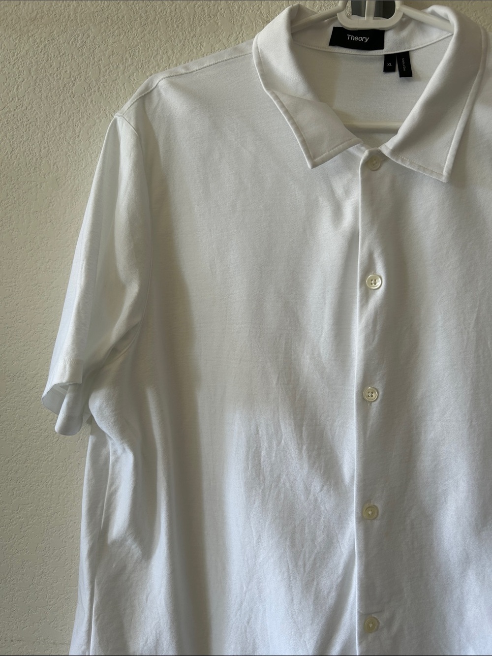Theory Men's White Cairn Tactile Cotton Button-Front Shirt size XL - Picture 2 of 6